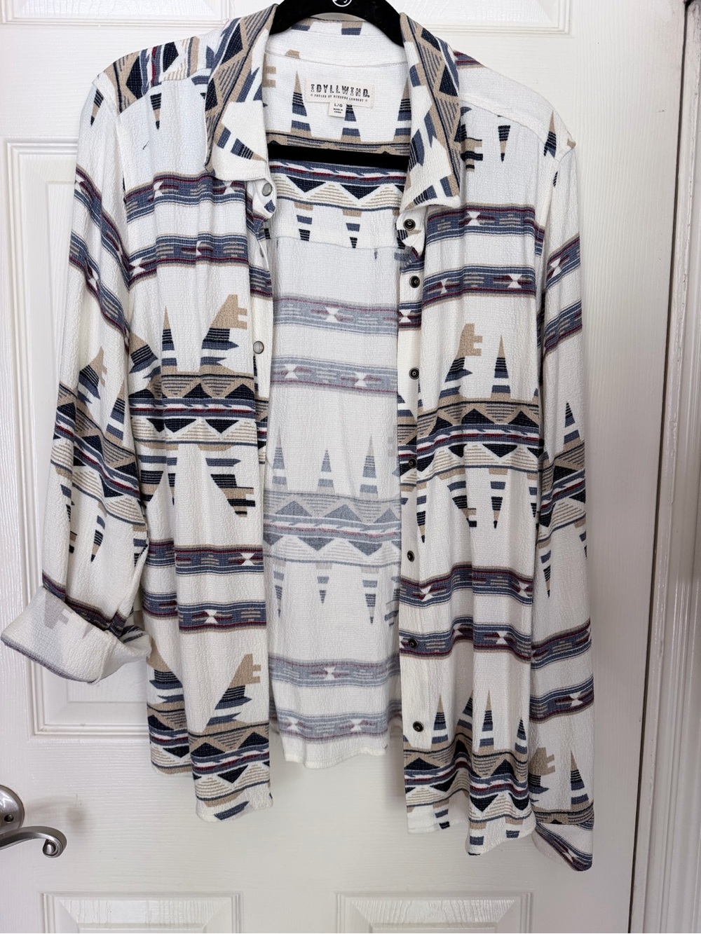 Idyllwind Womens White Aztec-Pattern Lightweight Shirt - Picture 2 of 6